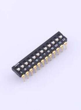 YDD12H2 拨码开关 12位高拨键黑色插件2.54MM拨码开关 插件