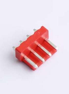 XY-VH3.96-4A11-R 线对板针座 VH 3.96mm 1x4P 直插 红色 插件,P=