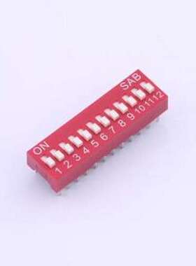 BSE12GR 拨码开关 2.54mm间距12P 红色插件拨码开关 插件