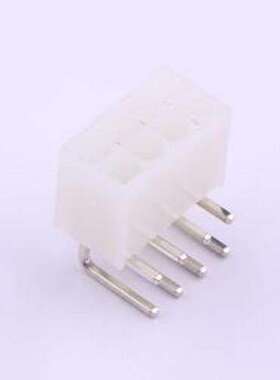 C4255WR-2X04P 线对板针座 2x4P 间距:4.2mm 弯插 白色半透明 弯