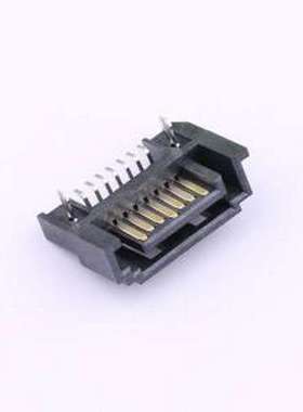 XUTS-0727-0332 线对板针座 SATA 7PIN公座 全包带窗卧式贴板SMD