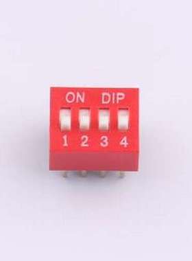 ZX-2.54BM-4PZC 拨码开关 DSE 2.54直插平拨红色4位 间距2.54mm
