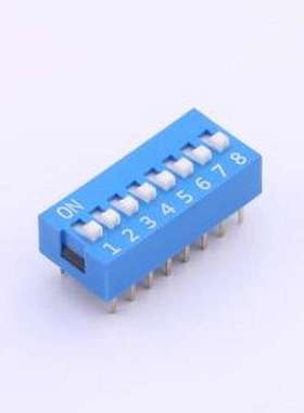 DS-08-B-T 拨码开关 蓝色平拨 8位 插件拨码开关 插件