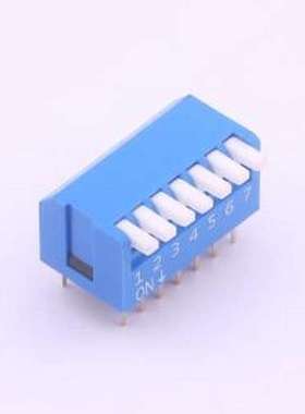 DPL-07BLP 拨码开关 间距2.54mm 琴键 7位拨码开关 插件