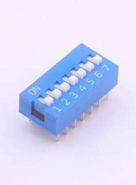 DS-07BLP 拨码开关 间距2.54mm 平拨,凸起式 7位拨码开关 插件