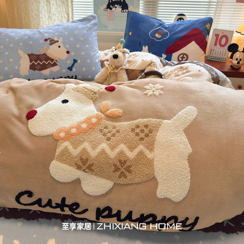 ins风满满~毛巾绣牛奶绒四件套