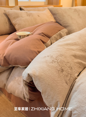 法式复古四件套纯棉全棉2025新款加厚磨毛单件被套床单宿舍三件套