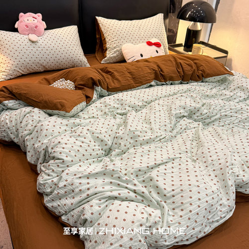 小红书爆款丨ins波点纯棉四件套