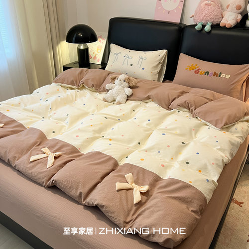 ins立体蝴蝶结丨波点四件套纯棉