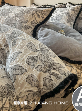 法式A类轻奢雕花牛奶绒四件套冬季双面加绒被套珊瑚绒床单三件套4