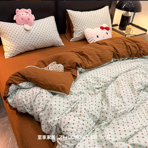 小红书爆款丨ins波点纯棉四件套