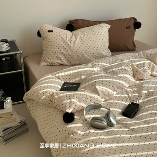 ins波点高级感床品四件套四季 床单被套罩宿舍三件套4 通用2025新款