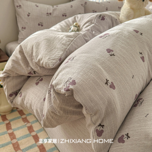 ins复古色织提花床上四件套纯棉全棉2026新款 床单被套宿舍三件套4