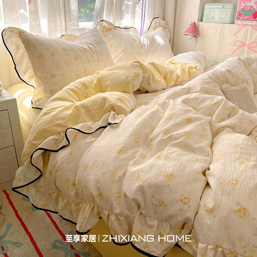 双层纱大花边床上四件套2026新款