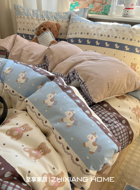 2025新款床上四件套100纯棉全棉被套学生宿舍床品床单三件套单人4