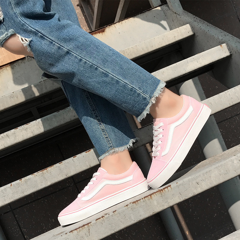 ins同款鞋子超火的ulzzang粉色滑板鞋原宿風學生韓版平底帆布鞋女在類目 女鞋, 帆布鞋中 - 來自Buy2taobao.com提供專業的淘寶代購服務