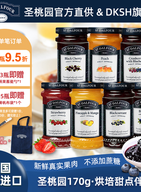 法国进口圣桃园蓝莓果酱草莓黑加仑菠萝芒果三明治吐司无加糖170g