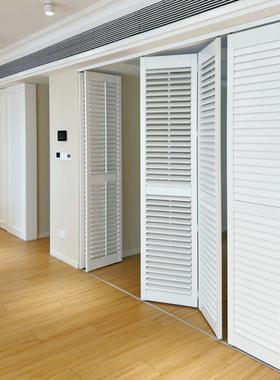 百叶门衣帽间衣柜折叠门储藏间通风实木百叶窗活动百叶隔断折叠门