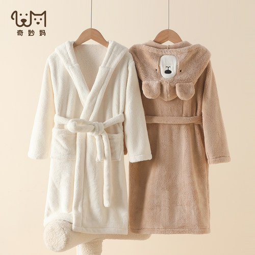 儿童浴袍男童男孩浴巾可穿式睡袍