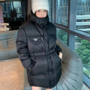 2024初冬保暖加厚休闲款中长款收腰显瘦连帽棉衣棉服百搭大衣外套