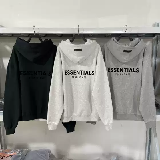Essentials Czfog Factory Director's Double-Line 22S Letter Hoodie with Fleece, Autumn and Winter American Style Unisex Sweatshirt