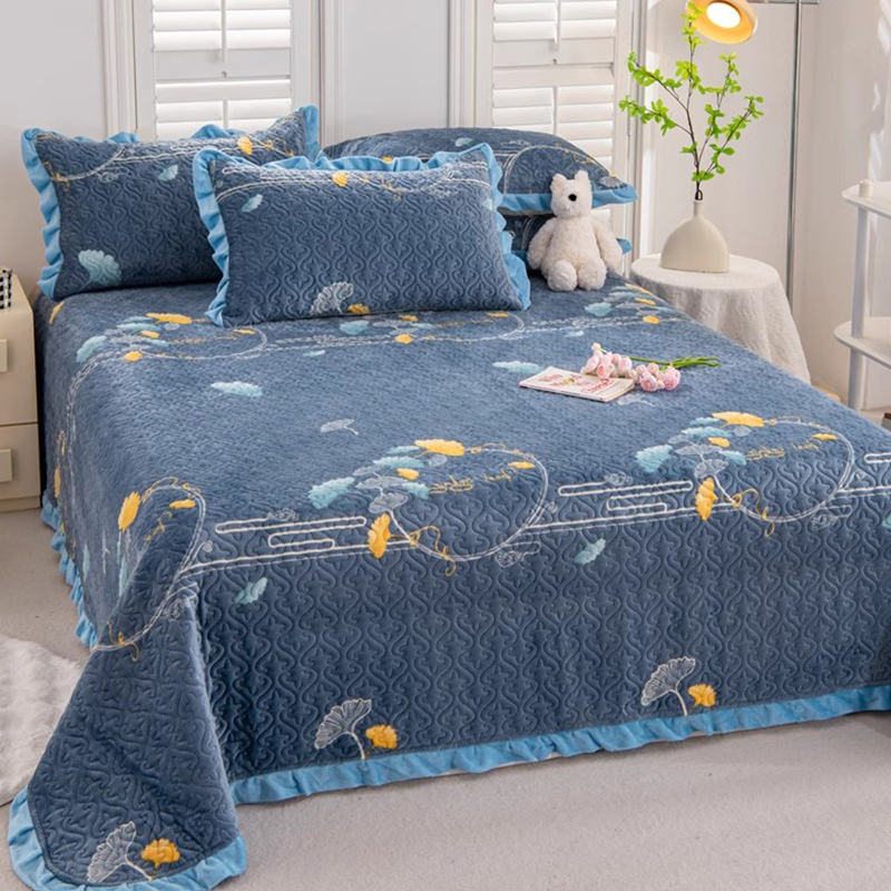 加厚牛奶绒床盖2024新款四季通用