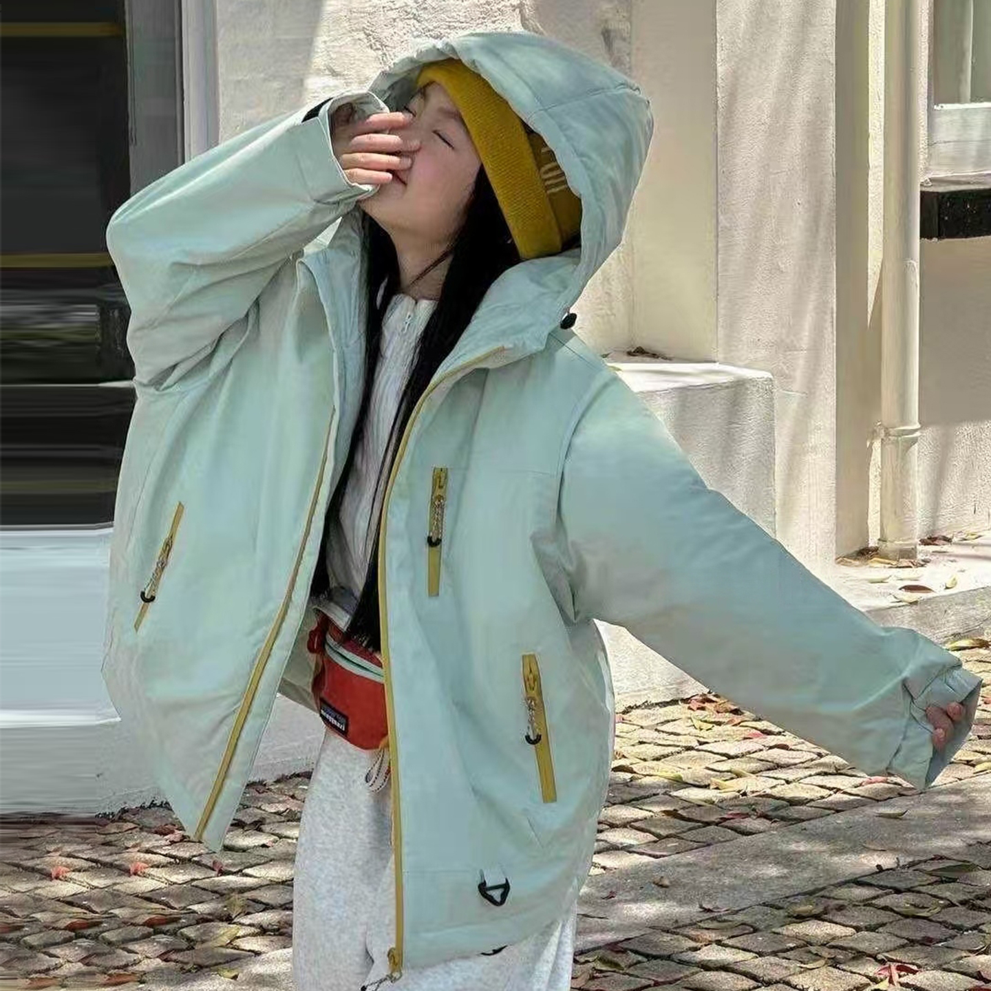 2025韩版夹棉冲锋衣外套女童宽松加厚加棉冲锋衣外套