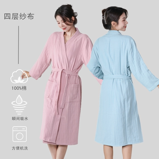 秋冬纯棉浴袍四层纱布四季 A类家居服 款 男女浴衣情侣酒店睡袍新款