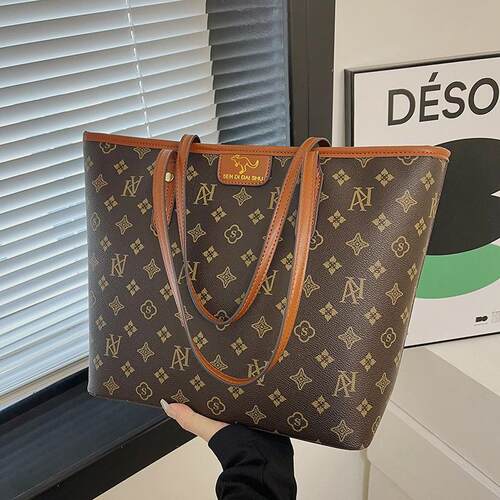 lv5&vv20时尚印花复古大容量上班通勤包包女潮单肩手提百搭托特包