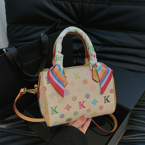 lv5&vv20印花手提包波士顿包包女韩版时尚百搭斜挎包高级感枕头包