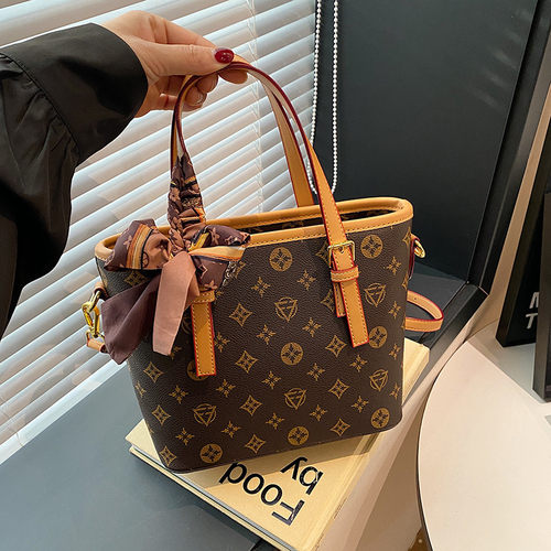 lv5&vv20夏季包包女复古印花菜篮子包大容量丝巾手提包百搭通勤单