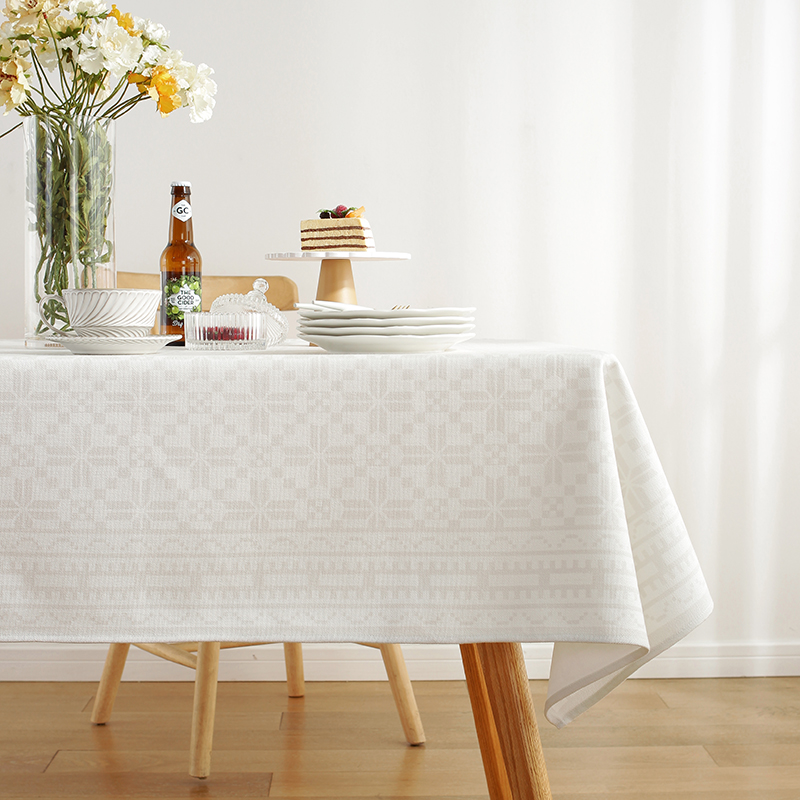 高端白色北欧式餐桌布艺轻奢高级感长方形茶几桌布枱布新款仿棉麻-封面