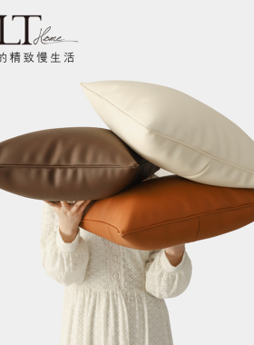 2025新款橙色皮质抱枕套不含芯沙发客厅靠垫靠背轻奢高级感靠枕头