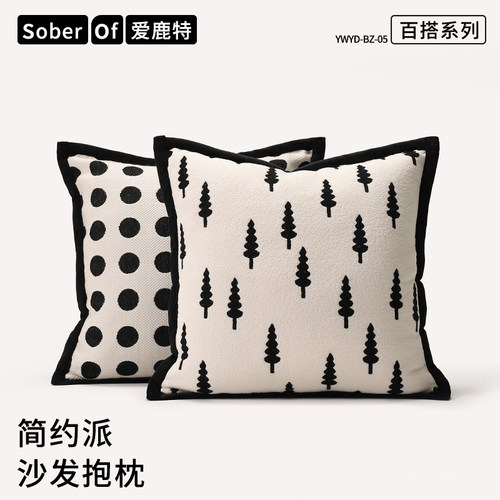 ins奶油风简约黑白高级感抱枕
