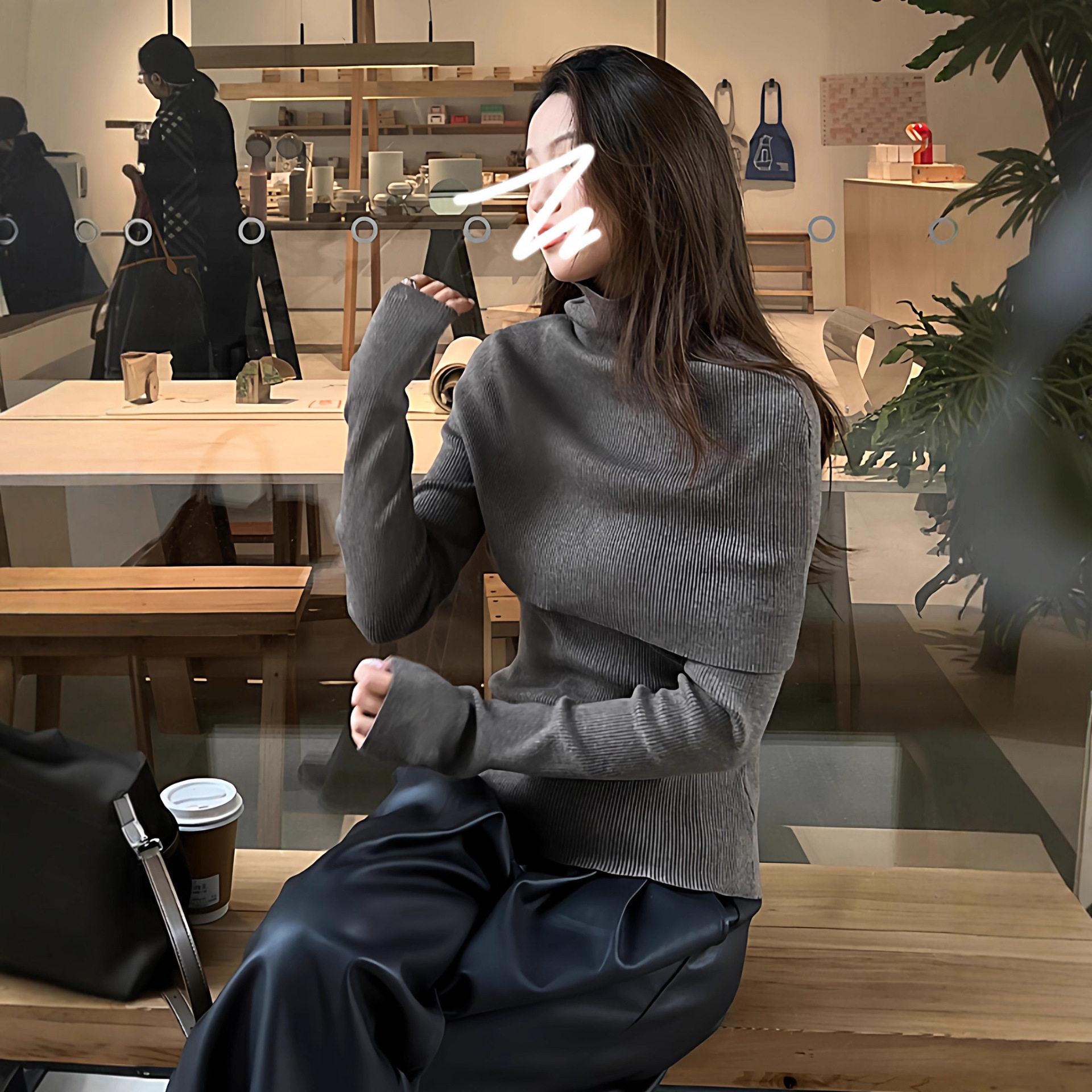 高领斗篷毛衣女秋冬季2025新款慵懒风高级感内搭针织上衣两件套装