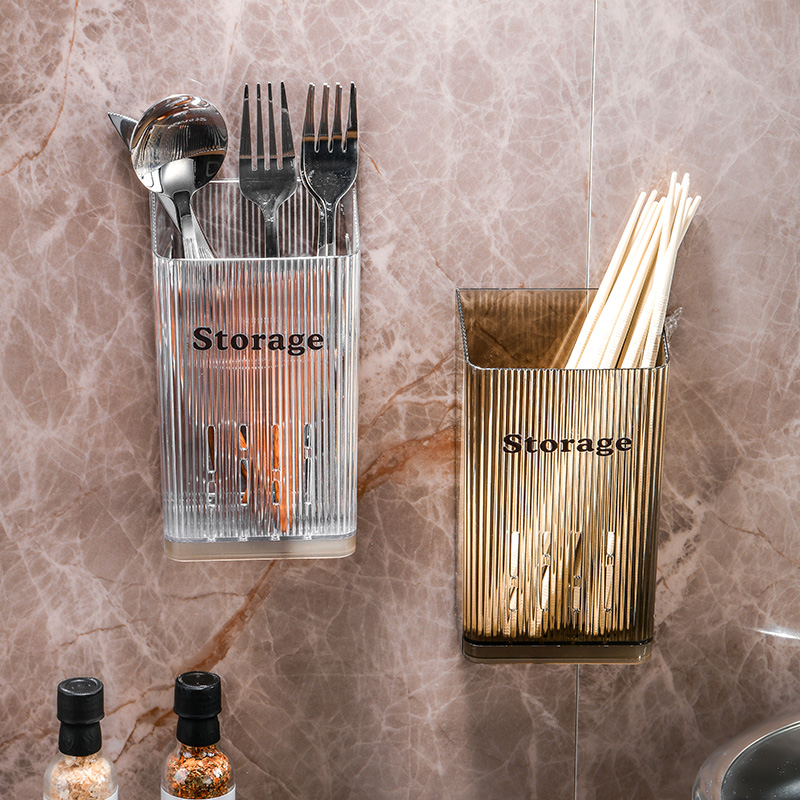新款筷子筒壁挂式家用厨房轻奢沥水筷子笼勺子叉置物架餐具收纳盒