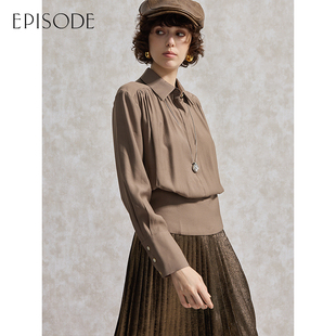EPISODE秋冬新品polo领纯色简约休闲衬衣上衣E44301