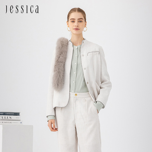 撞色镶边修身 薄款 OL职业短外套女 新款 JessicaRED秋季