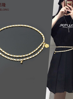 梦思隆腰链小香风中古金属网红配西装连衣裙子腰带链条装饰女腰封