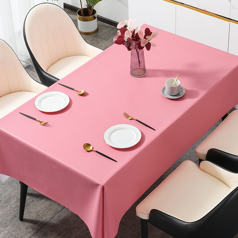 桌布防水防油防烫免洗简约现代纯色长方形餐桌布茶几学习桌垫pvc