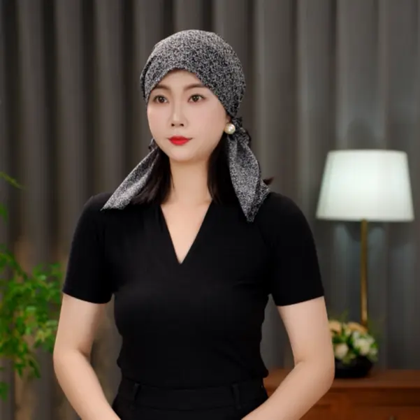 【蝶舞】休闲薄款繁花洋气飘带帽子女百搭碎花帽遮白发丝巾帽