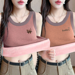 单/两件保暖背心女加绒加厚冬季内搭小t吊带内衣美背上衣打底衫女