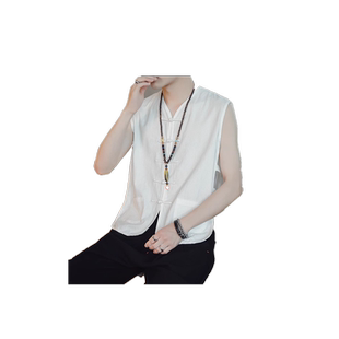 夏季薄款棉麻中老年无袖唐装中式汗背心马甲中国风爸爸汉衫马褂男