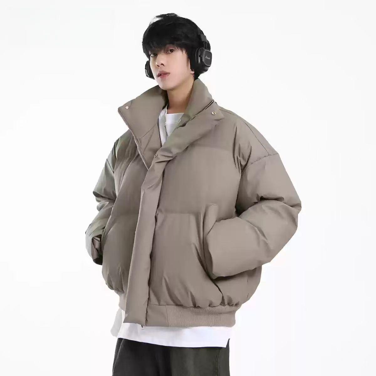 原创短款夹克棉服男冬美式vintage立领面包服高街痞帅机车皮棉衣