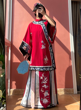 柒小乔原创  清汉女花嫁春夏马面凤尾裙重工刺绣清代服饰  非汉服