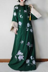 柒小乔原创  清代女装旗装袷袍刺绣提花绸缎中国风摄影 非汉服