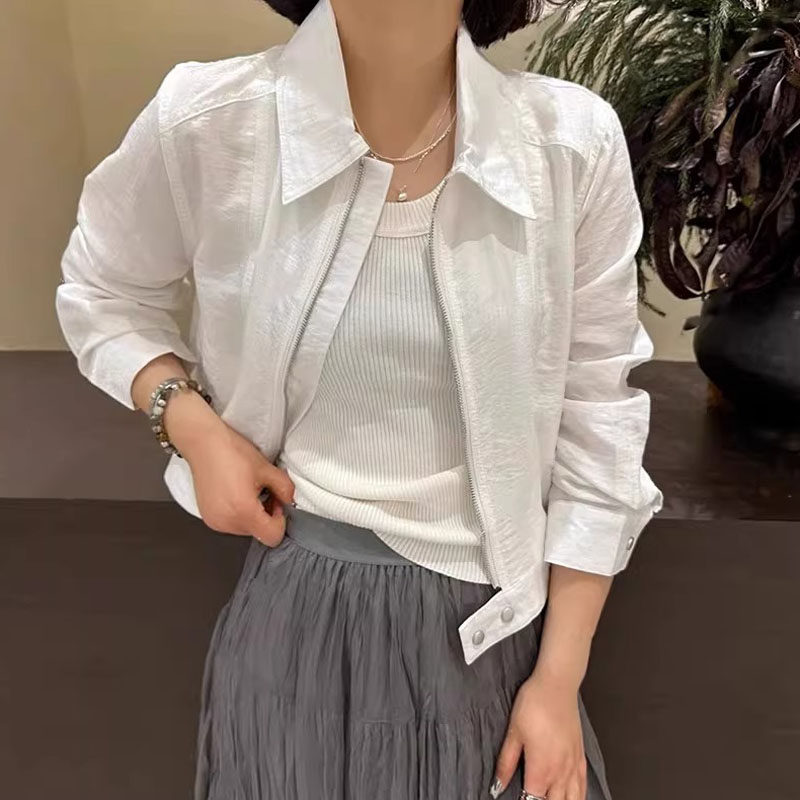 气质薄款防晒衣女士春夏2026欧货小众休闲百搭显瘦短款防晒衫外套