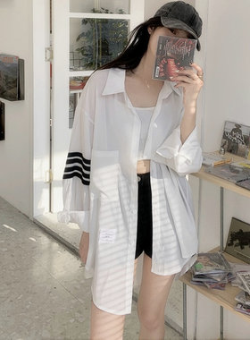 防晒衬衫女夏欧货爆款长袖开衫tb防晒衣服时尚中长版轻薄防晒外套