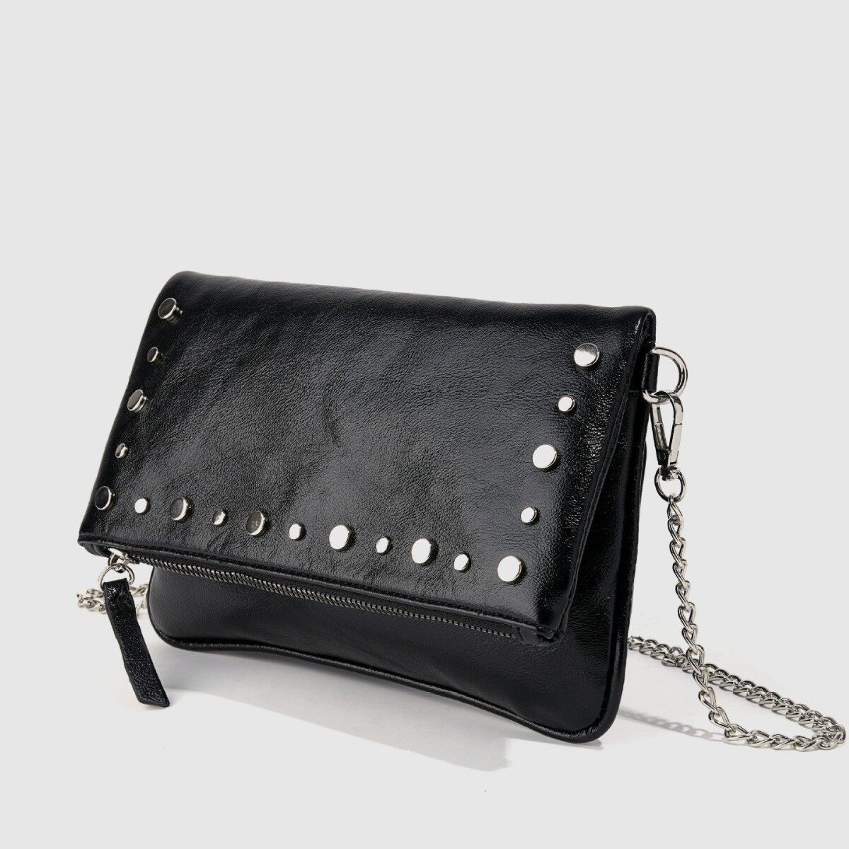 欧美暗黑系女士包袋金属铆钉链条包机车骑士逛街百搭装手机斜挎包