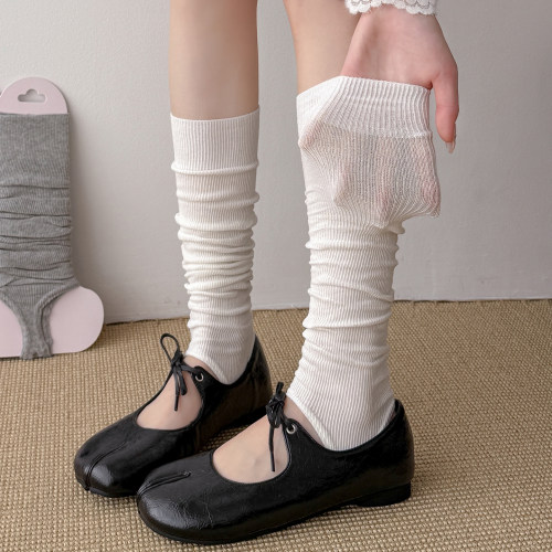 白色小腿袜子女踩脚堆堆袜分趾鞋